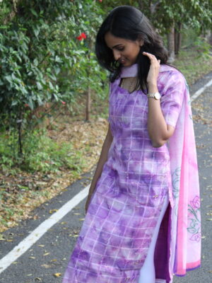 Lavender Linen Checked Set