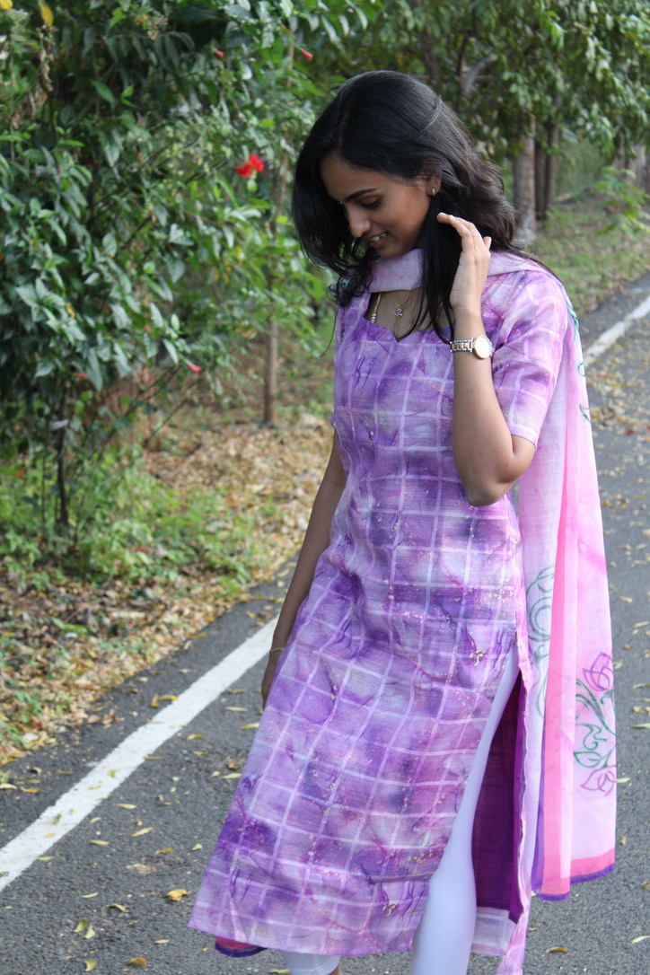 Lavender Linen Checked Set