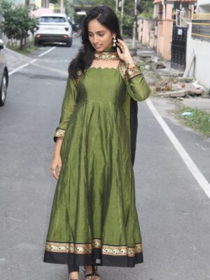 Green Heritage Anarkali Set