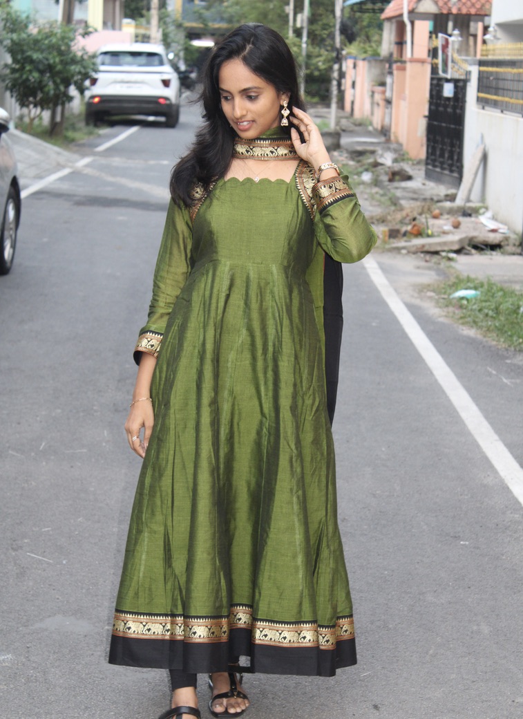 Green Heritage Anarkali Set