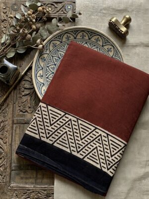 Geometric Rust Saree