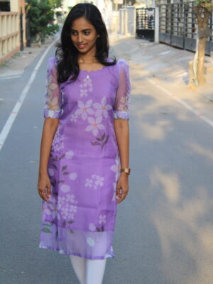 Lavender Blossom Organza Kurti