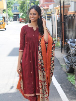Maroon Fusion Salwar Set