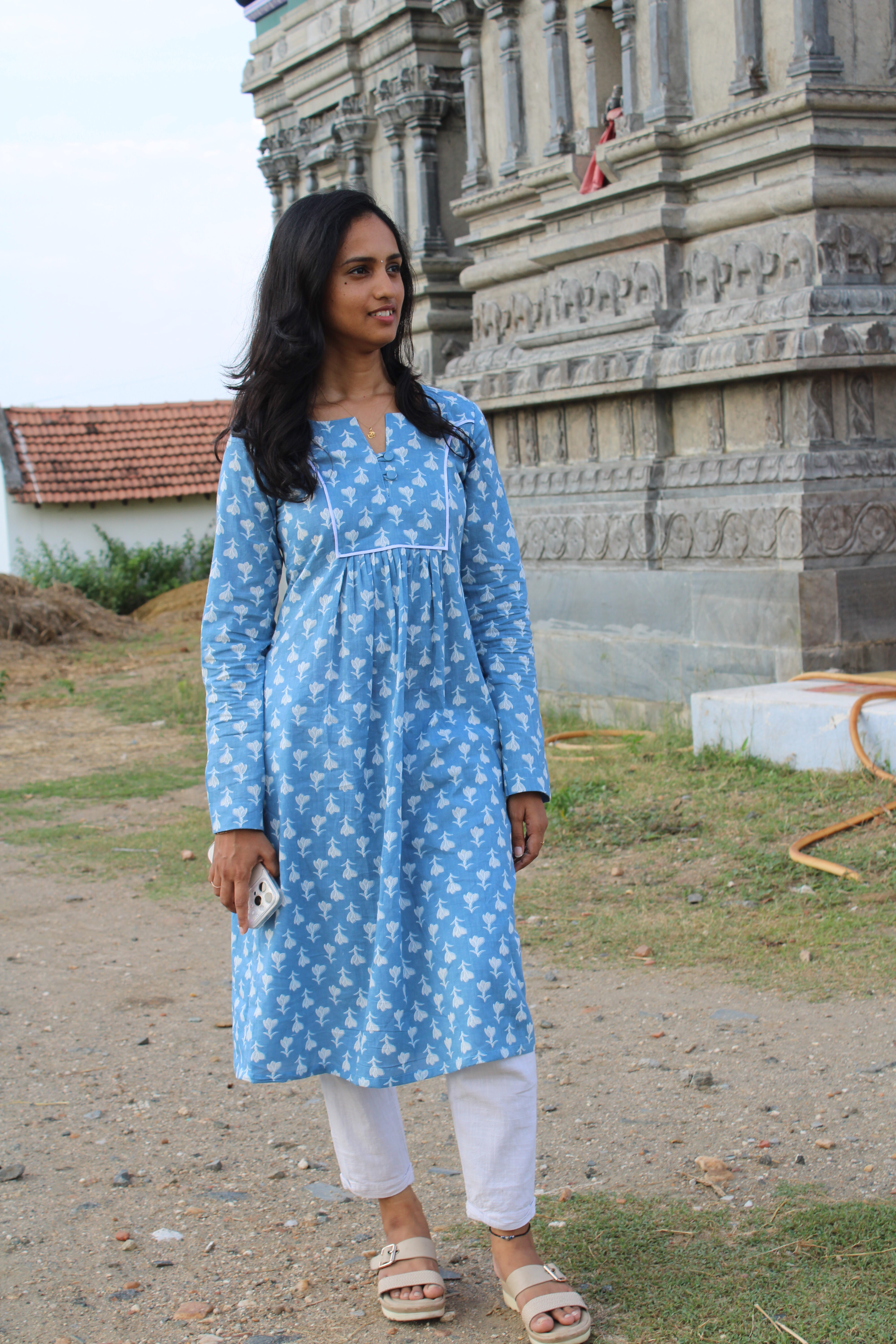 Denim Bloom Aline Kurta