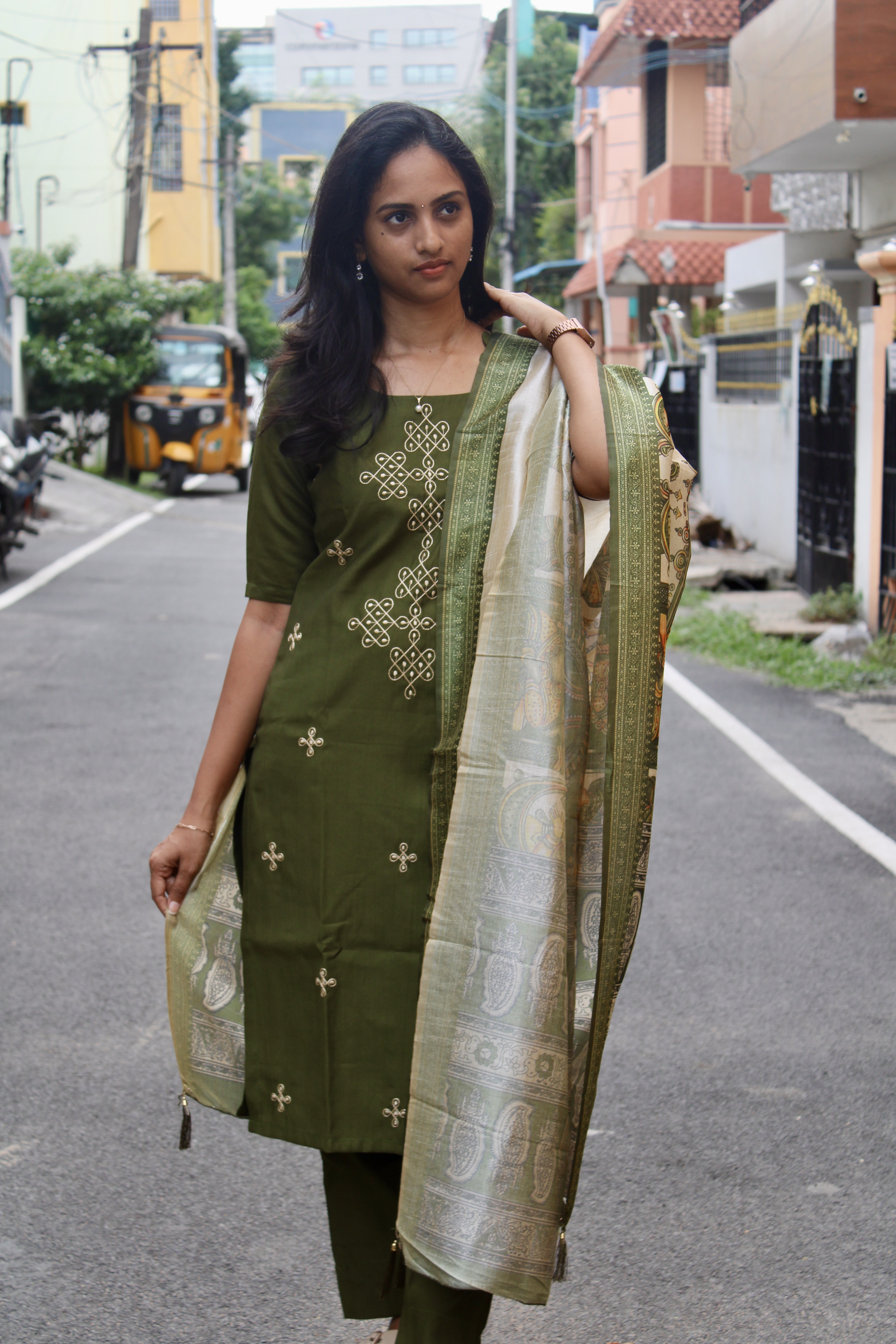 Mehandi Kolam Salwar Set - Image 3