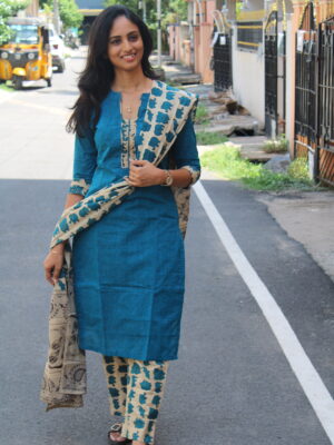 Peacock Blue Kalamkari Set